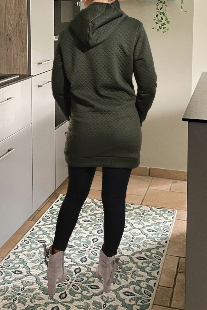 Olive Patterened Hoody Dress - StylePhase SA