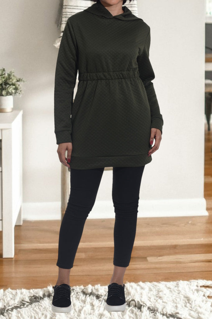 Olive Patterned Hoody Dress - StylePhase SA