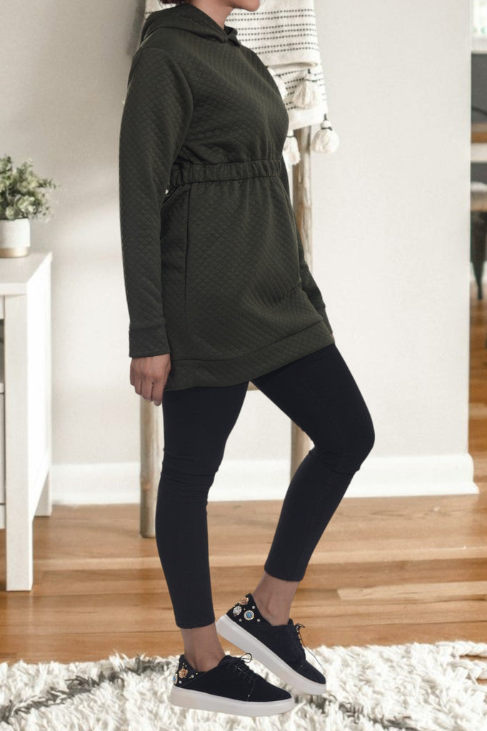 Olive Patterned Hoody Dress - StylePhase SA