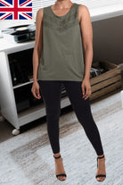 Olive Patterned Sleeveless Top - StylePhase SA