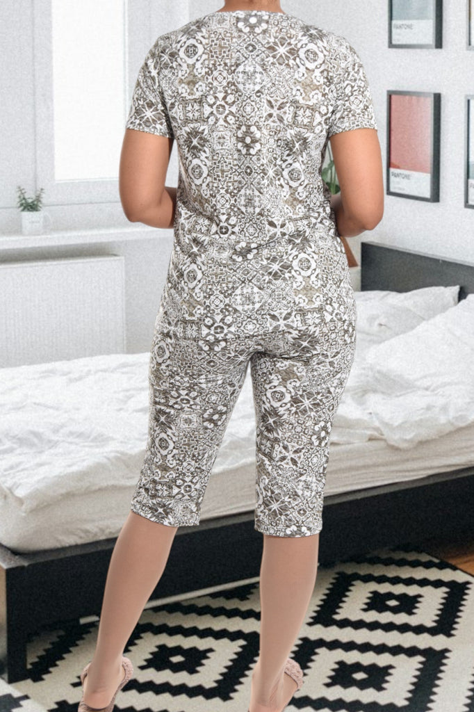 Olive Printed 3/4 Pyjama Set - StylePhase SA