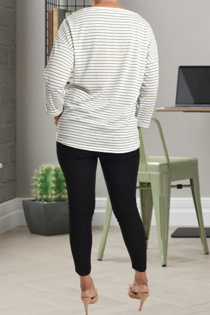 Olive Stripe Long Sleeve Top - StylePhase SA