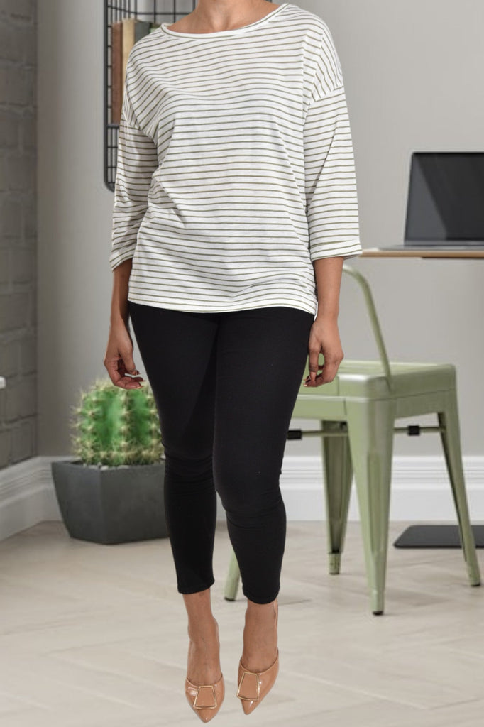 Olive Stripe Long Sleeve Top - StylePhase SA