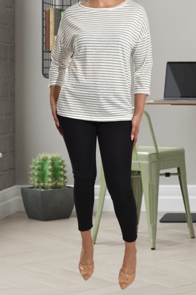 Olive Stripe Long Sleeve Top - StylePhase SA