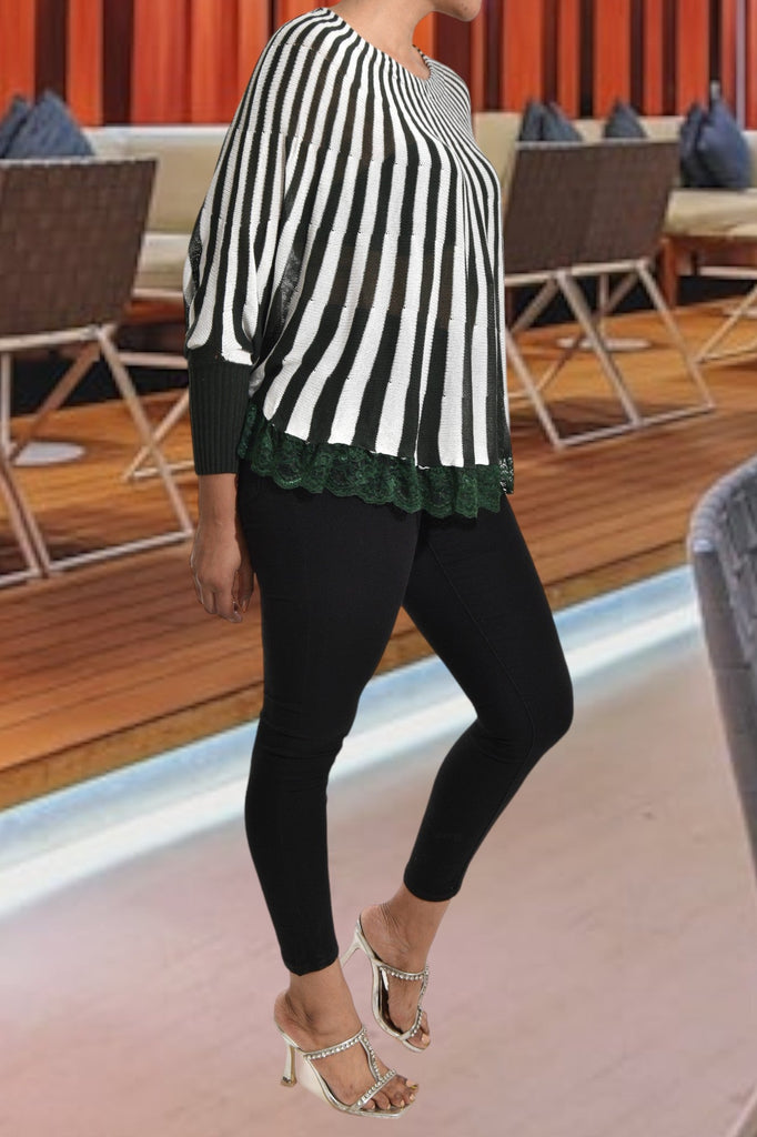 Olive Stripe Pull Over Sweater - StylePhase SA