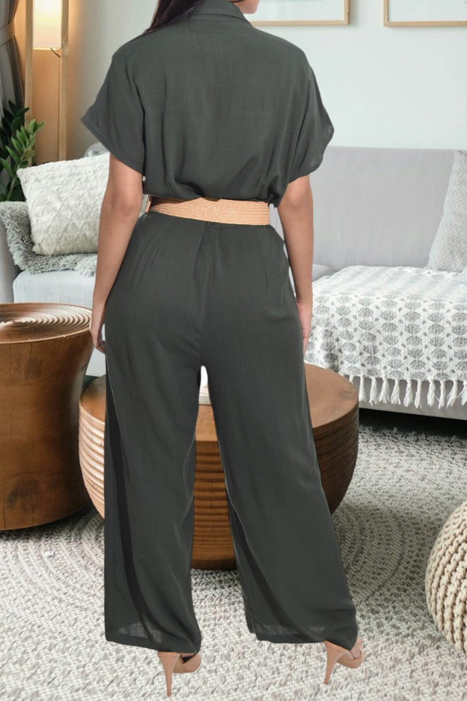 Olive Wide Leg Jumpsuit - StylePhase SA