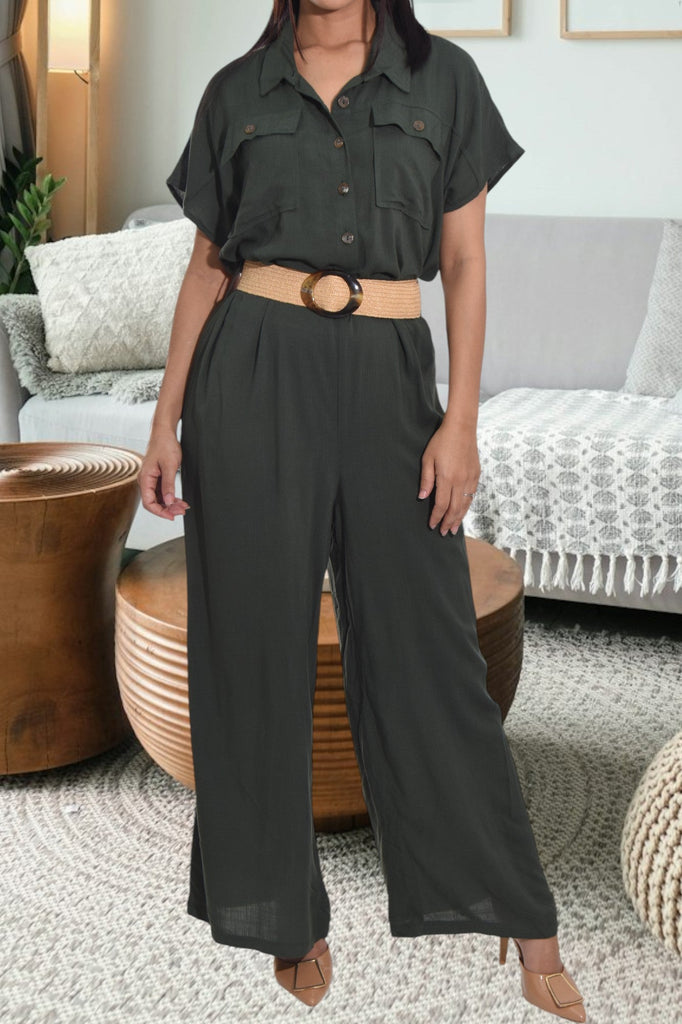 Olive Wide Leg Jumpsuit - StylePhase SA