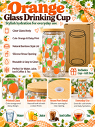 Orange and daisy glass cup with gift box
