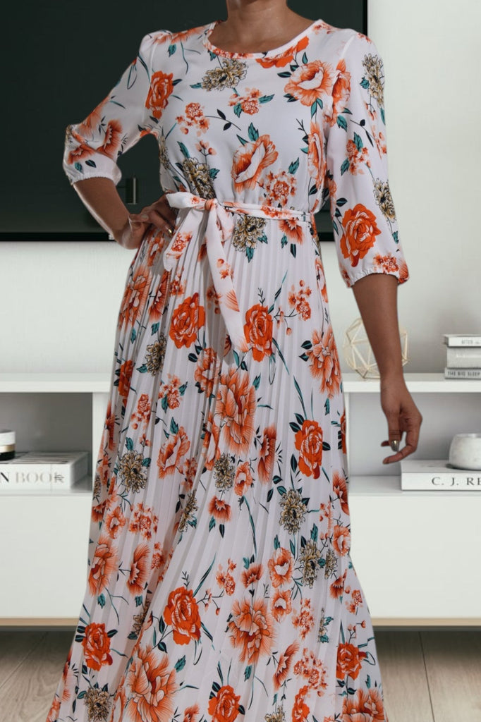 Orange Floral Pocket Maxi Dress - StylePhase SA