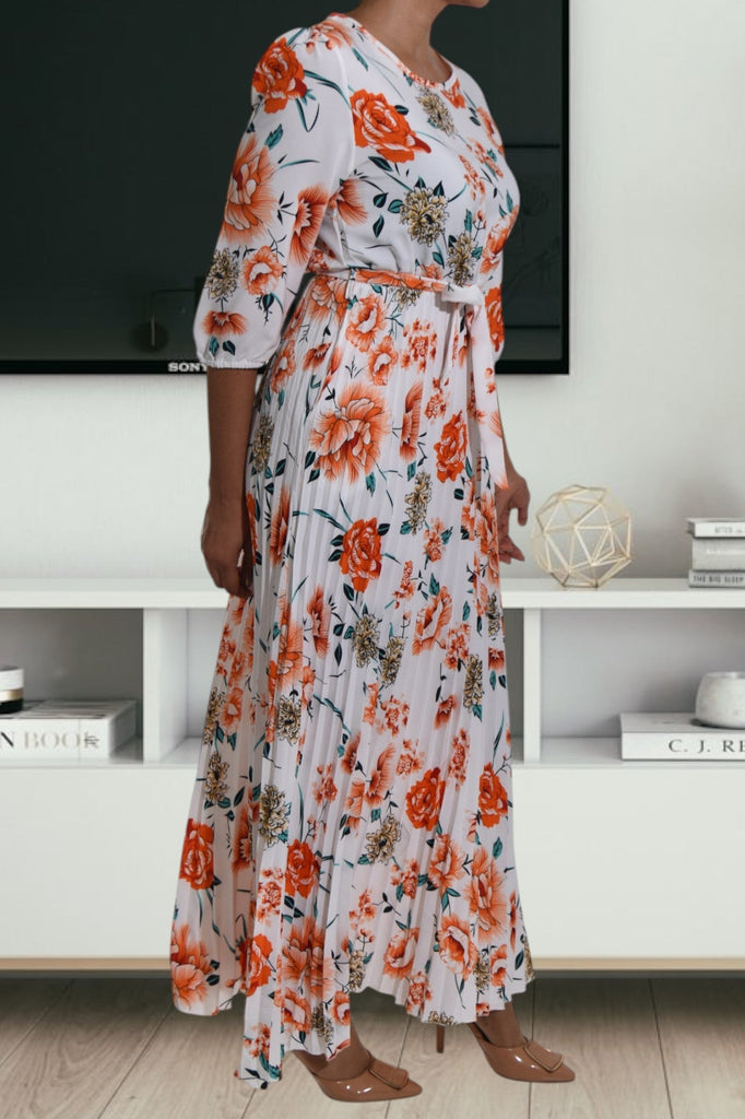 Orange Floral Pocket Maxi Dress - StylePhase SA