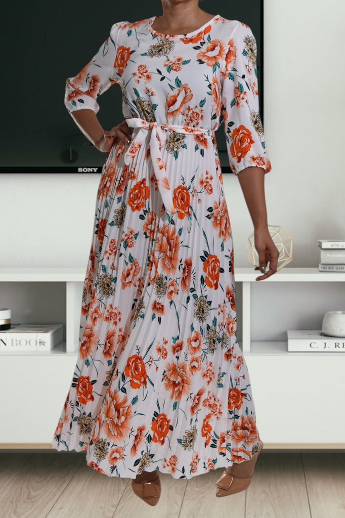 Orange Floral Pocket Maxi Dress - StylePhase SA