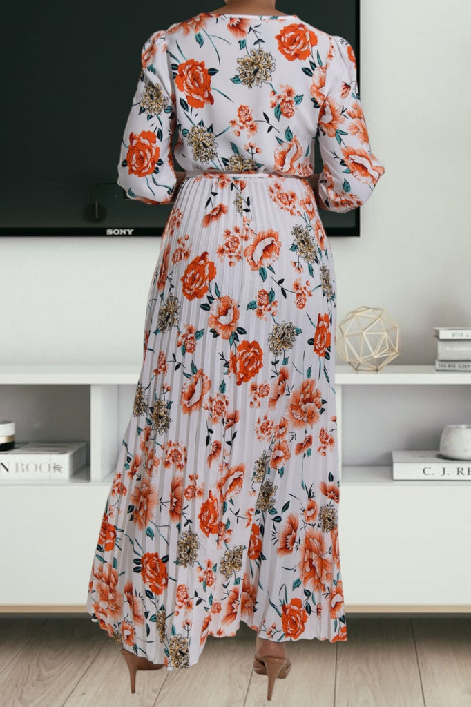 Orange Floral Pocket Maxi Dress - StylePhase SA