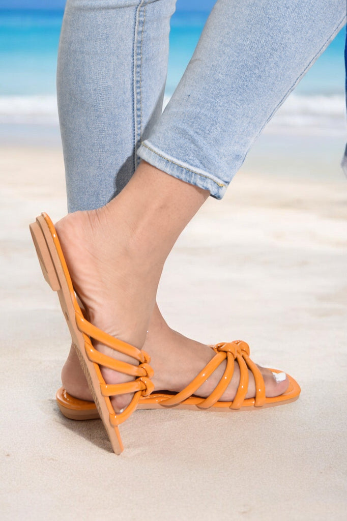 Orange Knotted slide Sandals - StylePhase SA