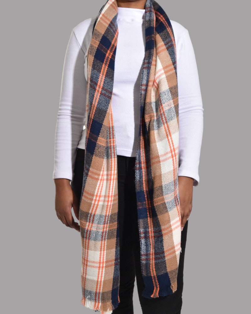 Orange Plaid Print Scarf - StylePhase SA