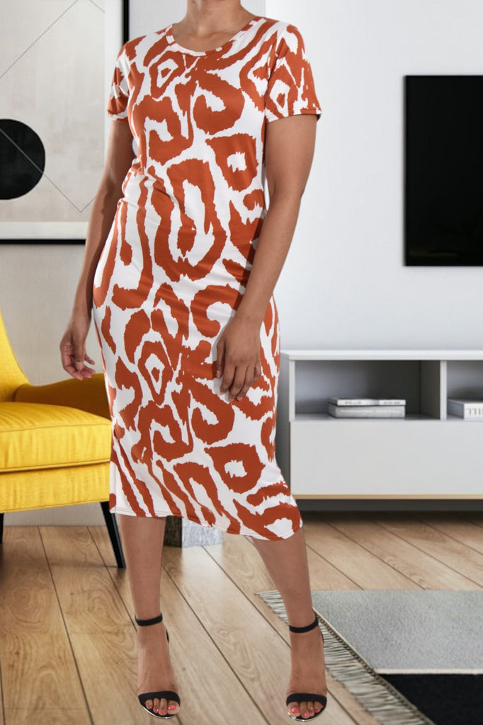 Orange Slit Bodycon Dress - StylePhase SA