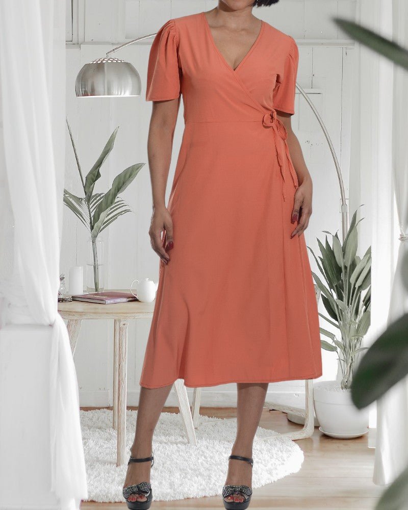 Orange Wrap Dress - StylePhase SA