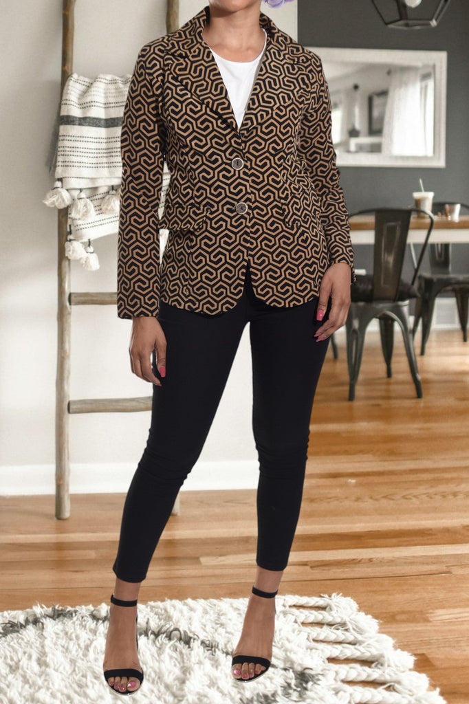 Patterned Light Brown Blazer Coat - StylePhase SA