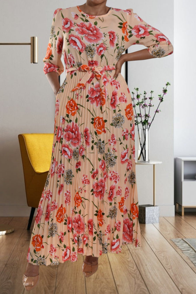 Peach Floral Pocket Maxi Dress - StylePhase SA