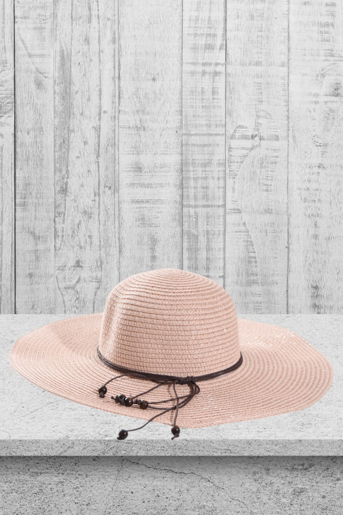 Peach Wide Brim Hat with Rope - StylePhase SA