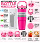 Pink insulated bottle features
