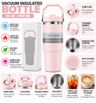Light pink insulated bottle features