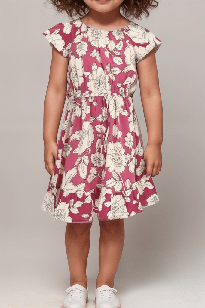 Pink and Cream Girls Ruffle Hem Dress - StylePhase SA