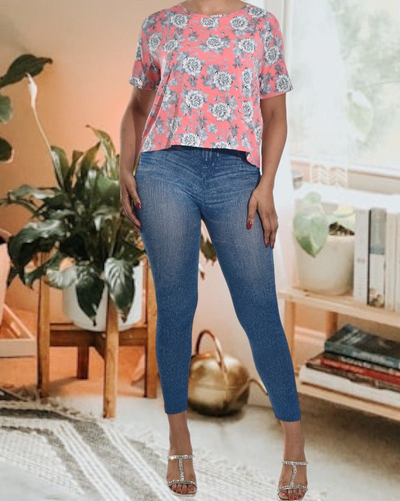 Pink And Grey Floral Top - StylePhase SA