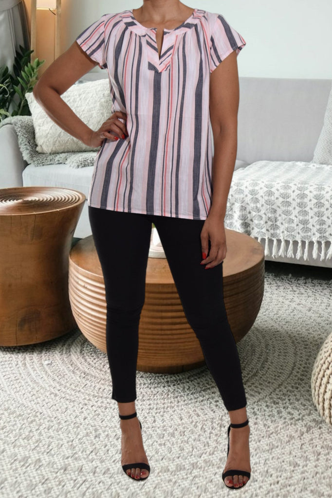 Pink And Grey Stripe Top - StylePhase SA