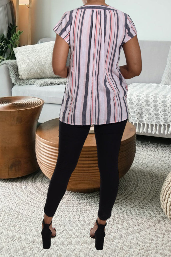 Pink And Grey Stripe Top - StylePhase SA