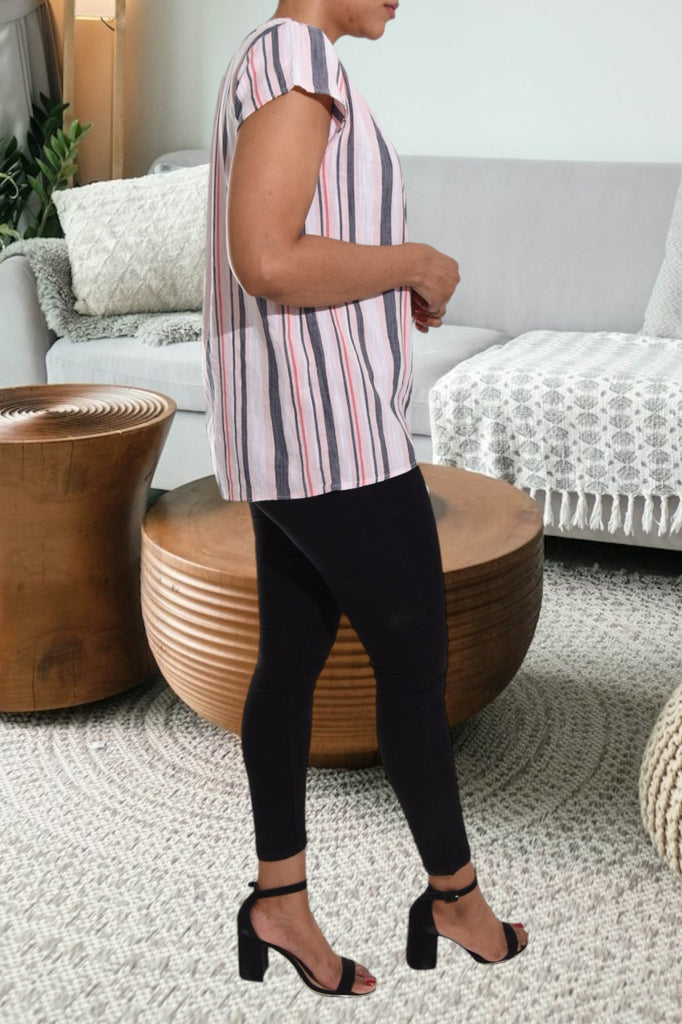 Pink And Grey Stripe Top - StylePhase SA