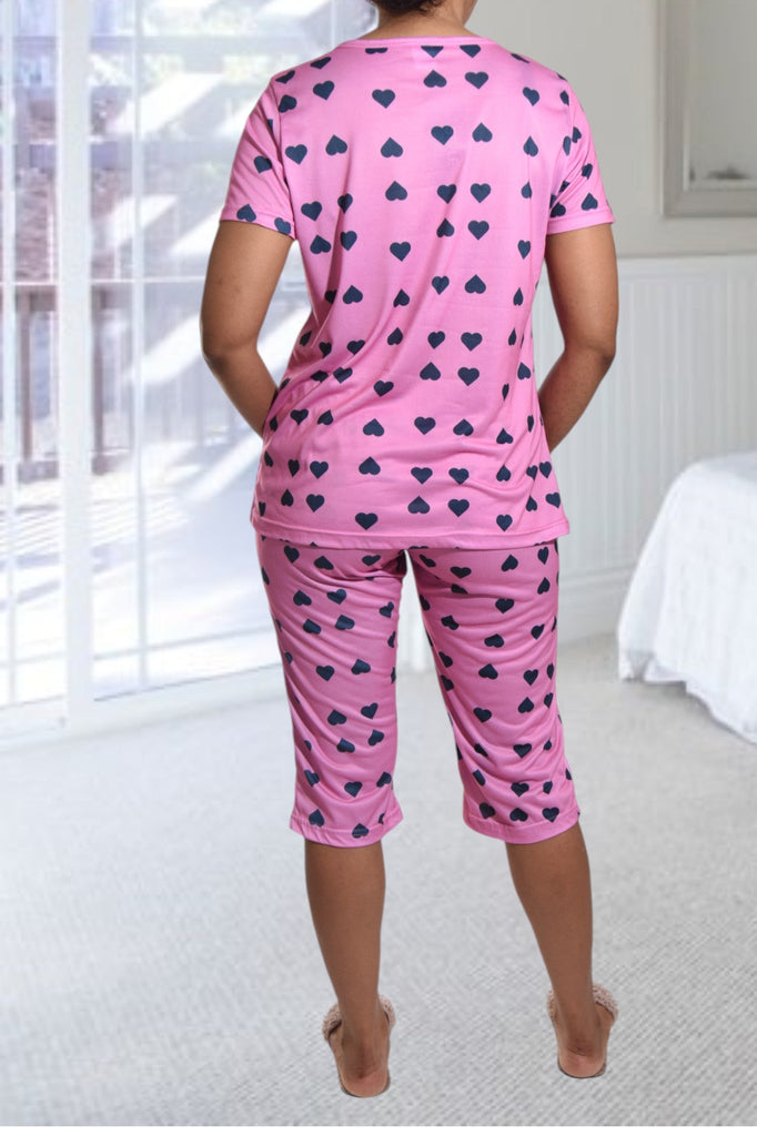 Pink And Navy 3/4 Pj Set - StylePhase SA