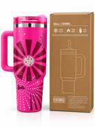 Pink Barbie print tumbler with box