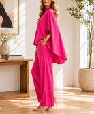 Pink Cape Sleeve Pants Two Piece Set- New Feeling - StylePhase SA