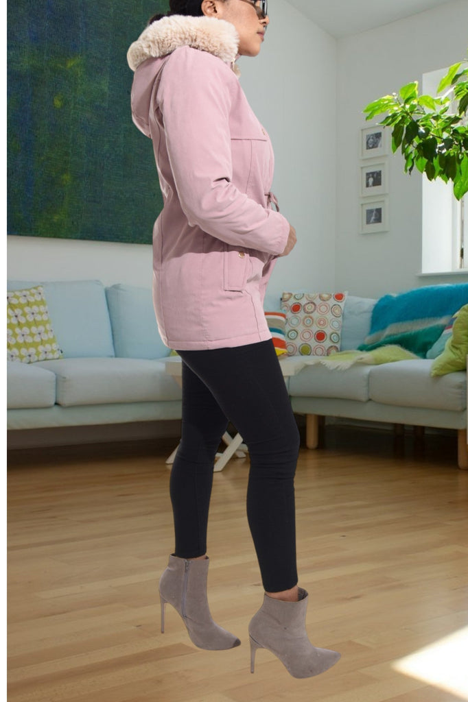 Pink Draw String Cream Hoody Jacket - StylePhase SA