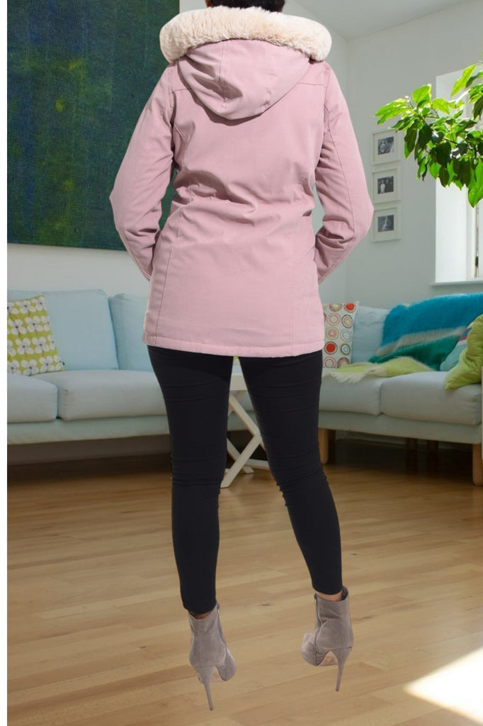 Pink Draw String Cream Hoody Jacket - StylePhase SA