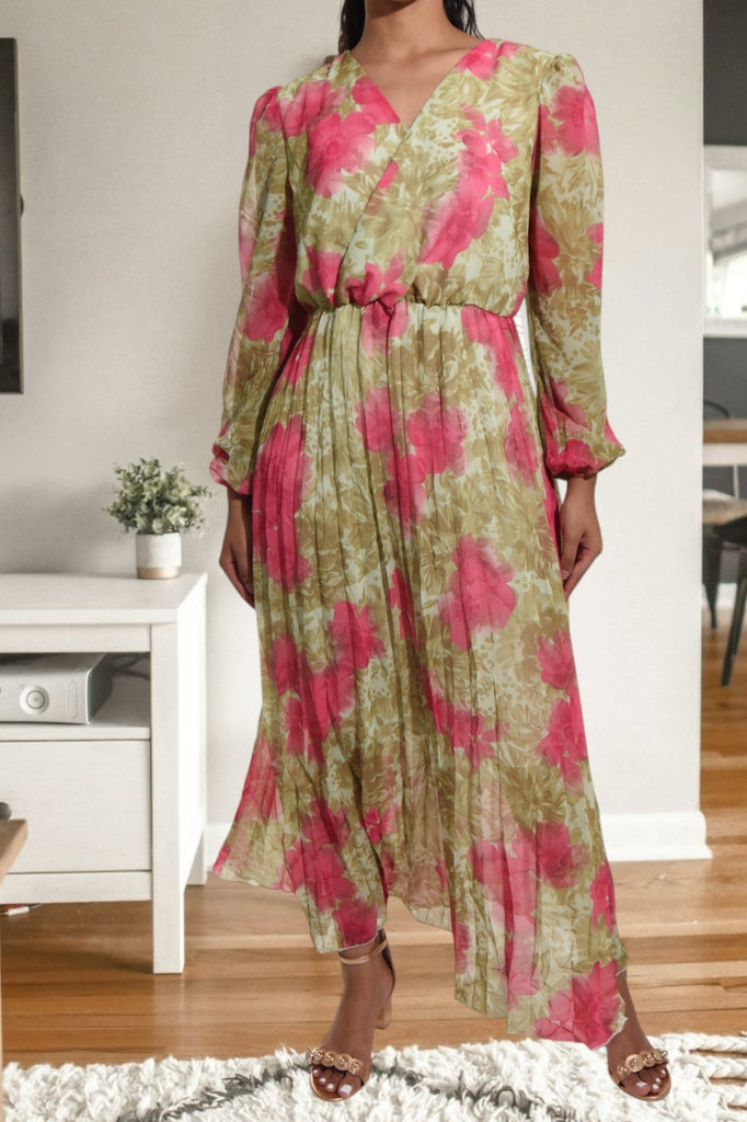 Pink Floral Chiffon Dress - StylePhase SA