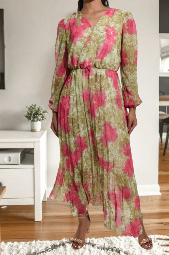 Pink Floral Chiffon Dress - StylePhase SA