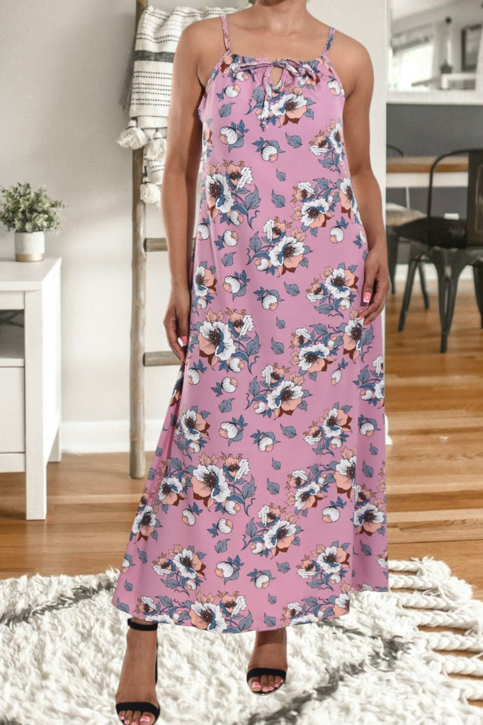 Pink Floral Strappy Maxi Dress - StylePhase SA