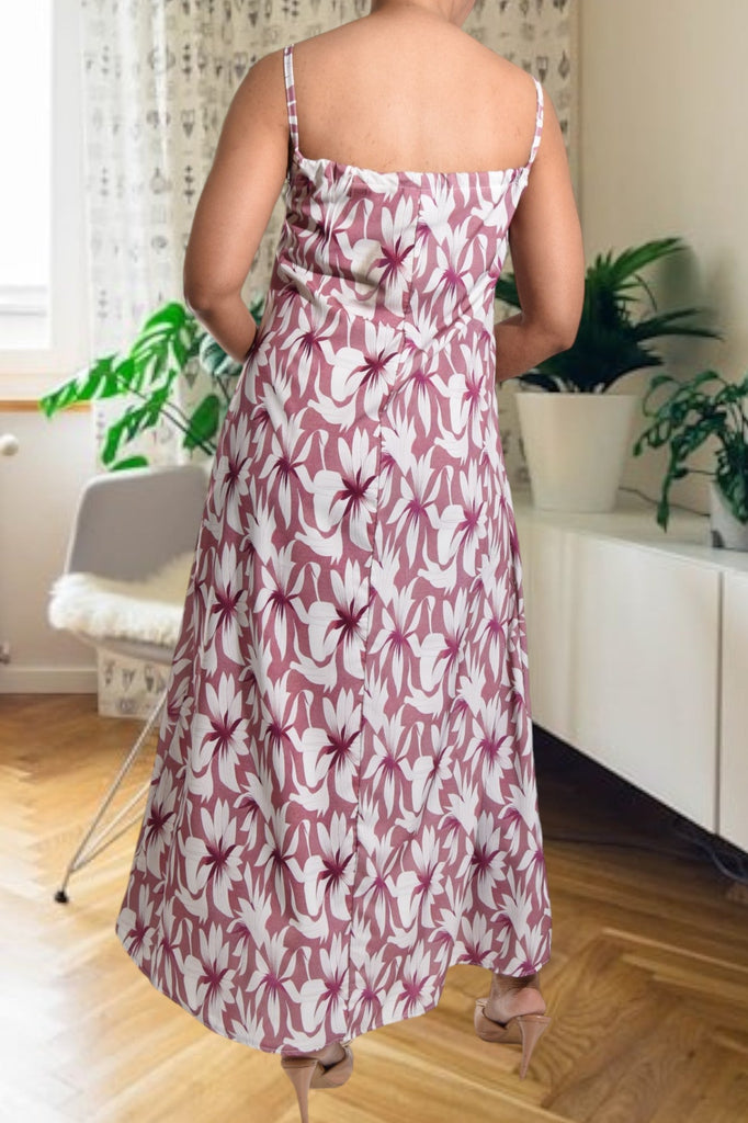 Pink Floral Strappy Maxi Tie Dress - StylePhase SA