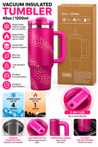 Pink gold star print 40oz tumbler features