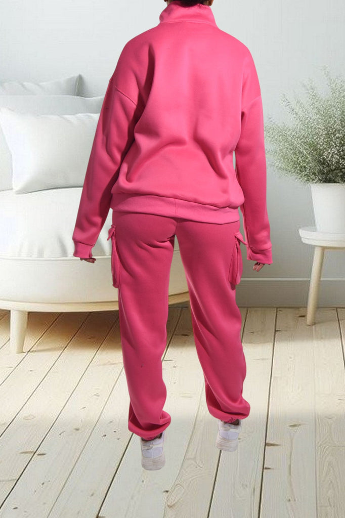 Pink Graphic Pocket Tracksuit Set - StylePhase SA