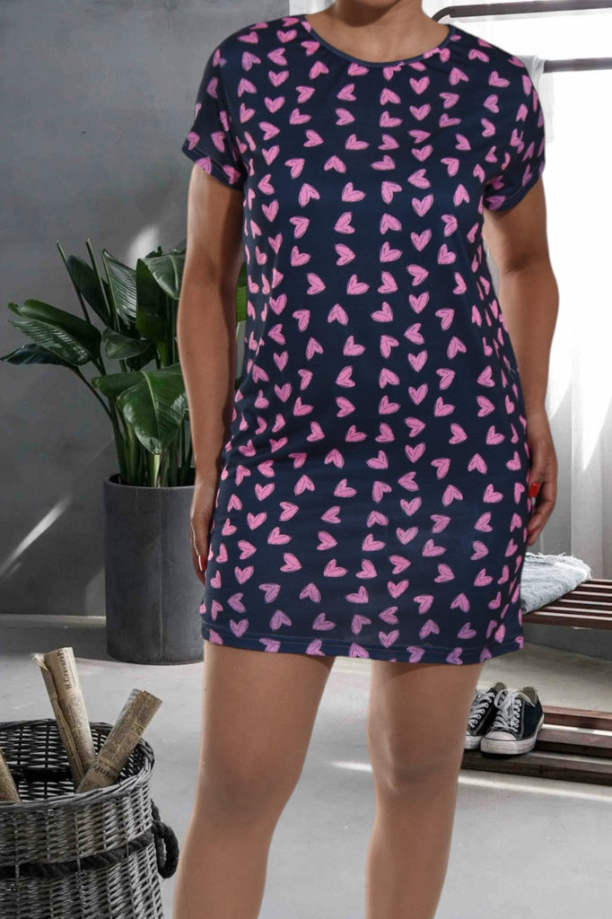 Pink Heart Print Sleep Shirt - StylePhase SA