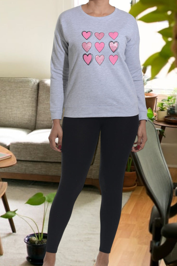 Pink Heart Print Sweater - StylePhase SA