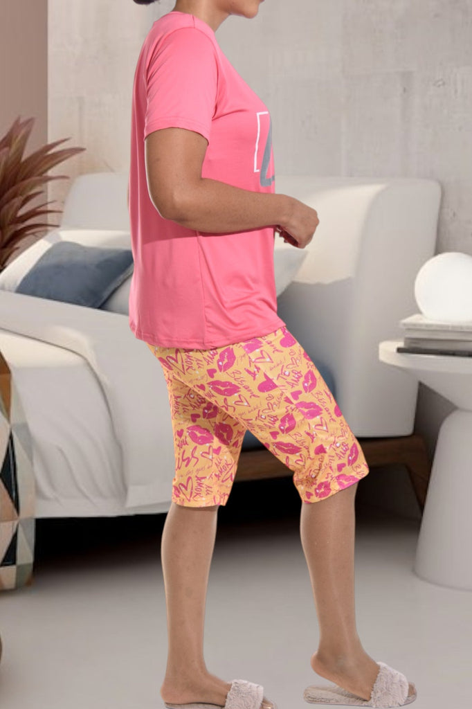 Pink Love Print 3/4 Pj Set - StylePhase SA