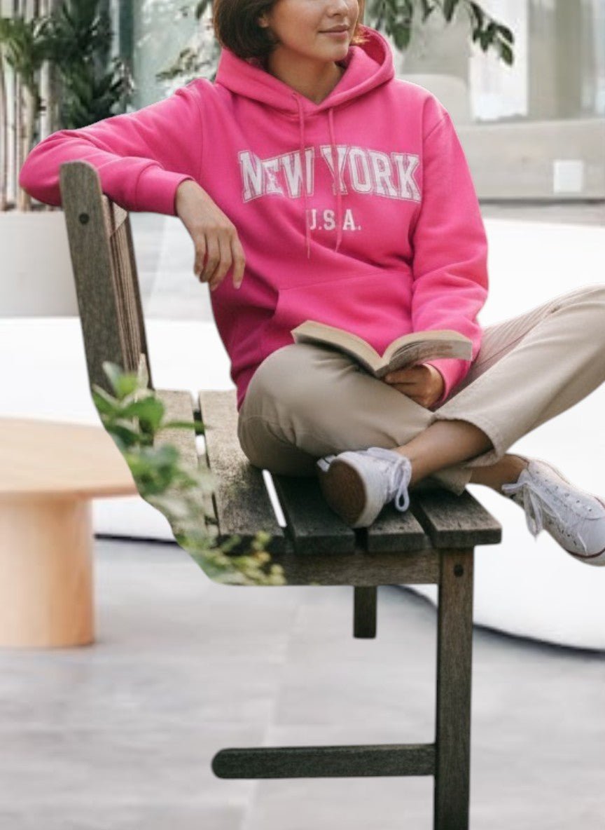 Pink New York Fleece Hoody Top - StylePhase SA