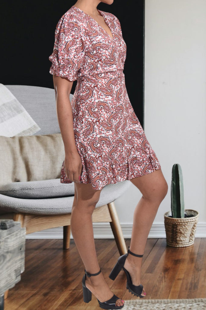 Pink Paisley Print Wrap Dress - StylePhase SA