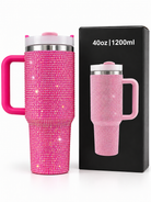 Pink sparkle bling 40 oz vacuum insulated tumbler with gift box