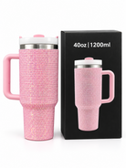 Pink sparkle bling 40 oz vacuum insulated tumbler with gift box