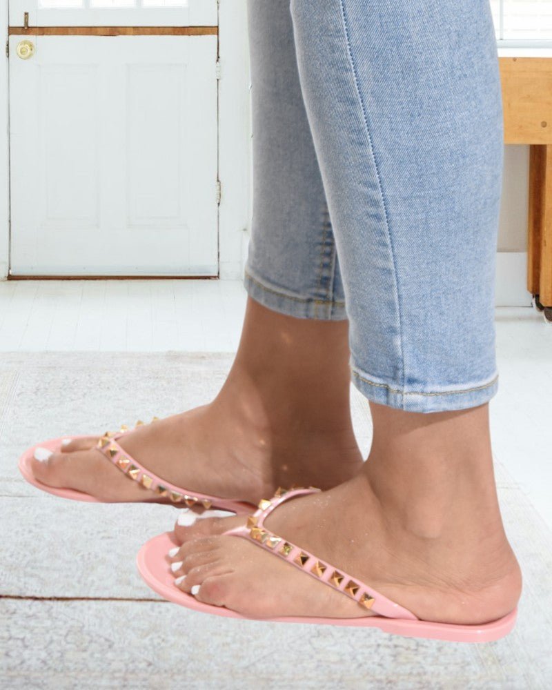 Pink Studded Flip Flops - StylePhase SA