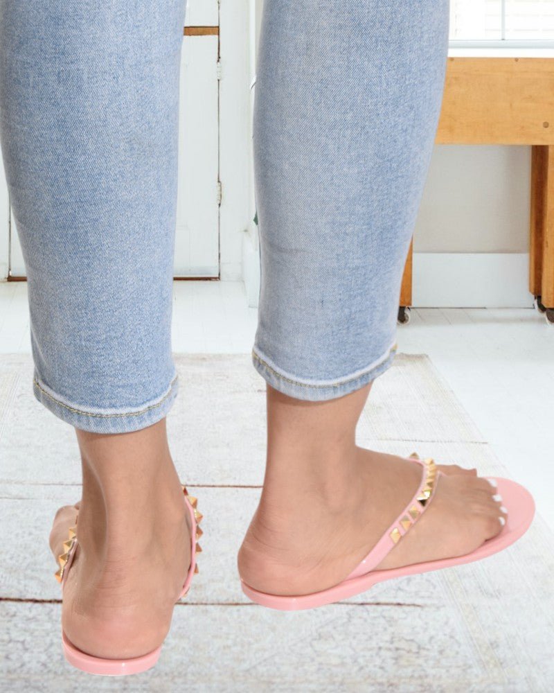 Pink Studded Flip Flops - StylePhase SA